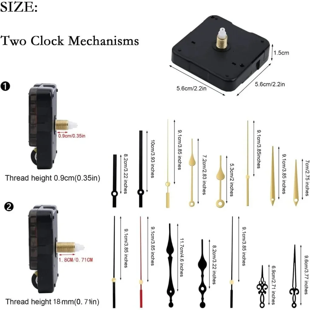 2Pcs Quartz Clock Mechanism Kit, Wall Clock Mechanisms Mattery Powered Replaceme - Picture 3 of 7